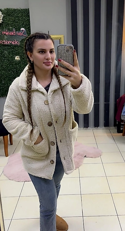 Kadın Uzun Kollu Cep Ve Düğme Detay Yumoş Ceket