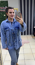 Yıldız Taşlı Klasik Yaka Jean Ceket