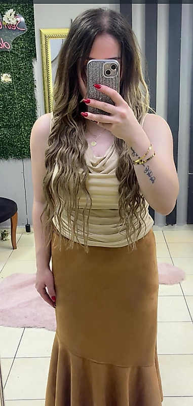 Kadın Taba Uzun Süet Etek