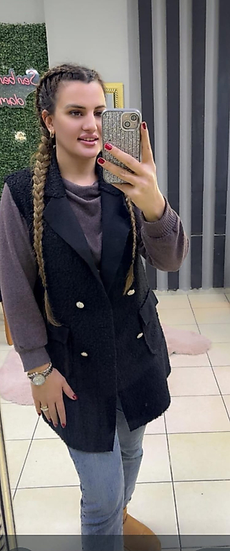 Siyah Kadın Buklet Yelek